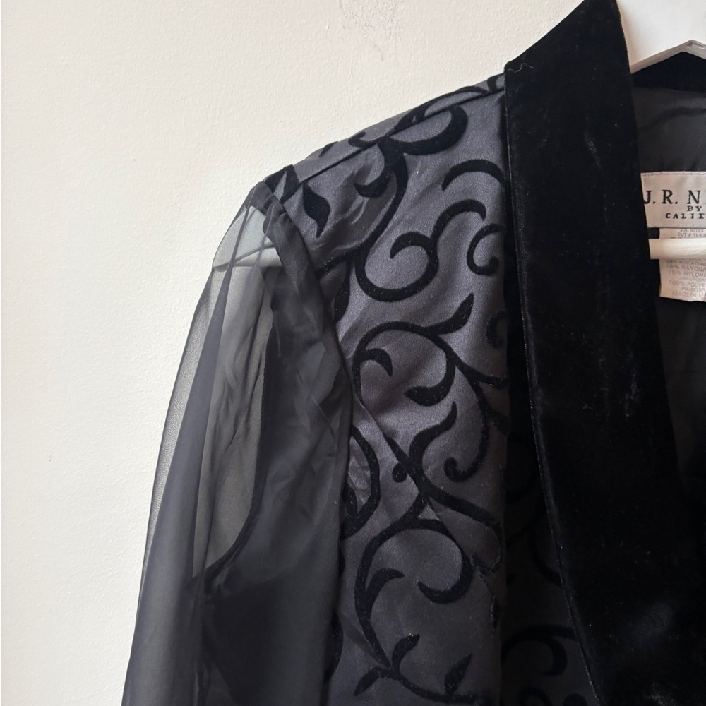 J.R. Nites Black Velvet-Trim Embroidered Jacket​ - Picture 5 of 10